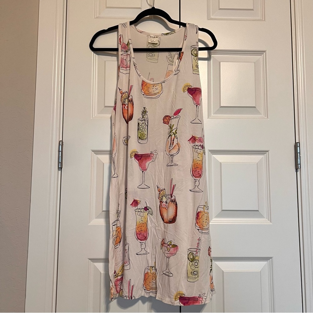 Soma Pink and Orange Cocktail Print Sleep Tank